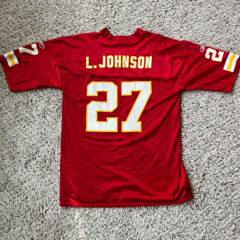 Larry Johnson #27 Kansas City Chiefs Reebok Red Football Stitched Jersey Men's L